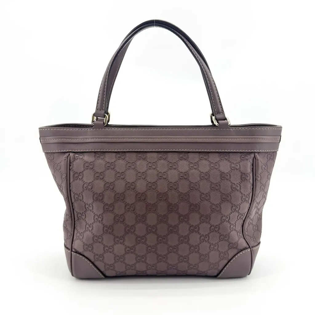 Gucci Guccissima Mayfair Bow Tote Bag Purple Brown Brown Leather Good - Back View