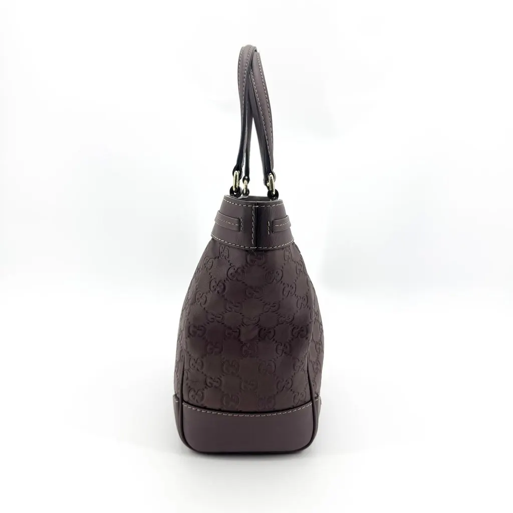 Gucci Guccissima Mayfair Bow Tote Bag Purple Brown Brown Leather Good - Inside View