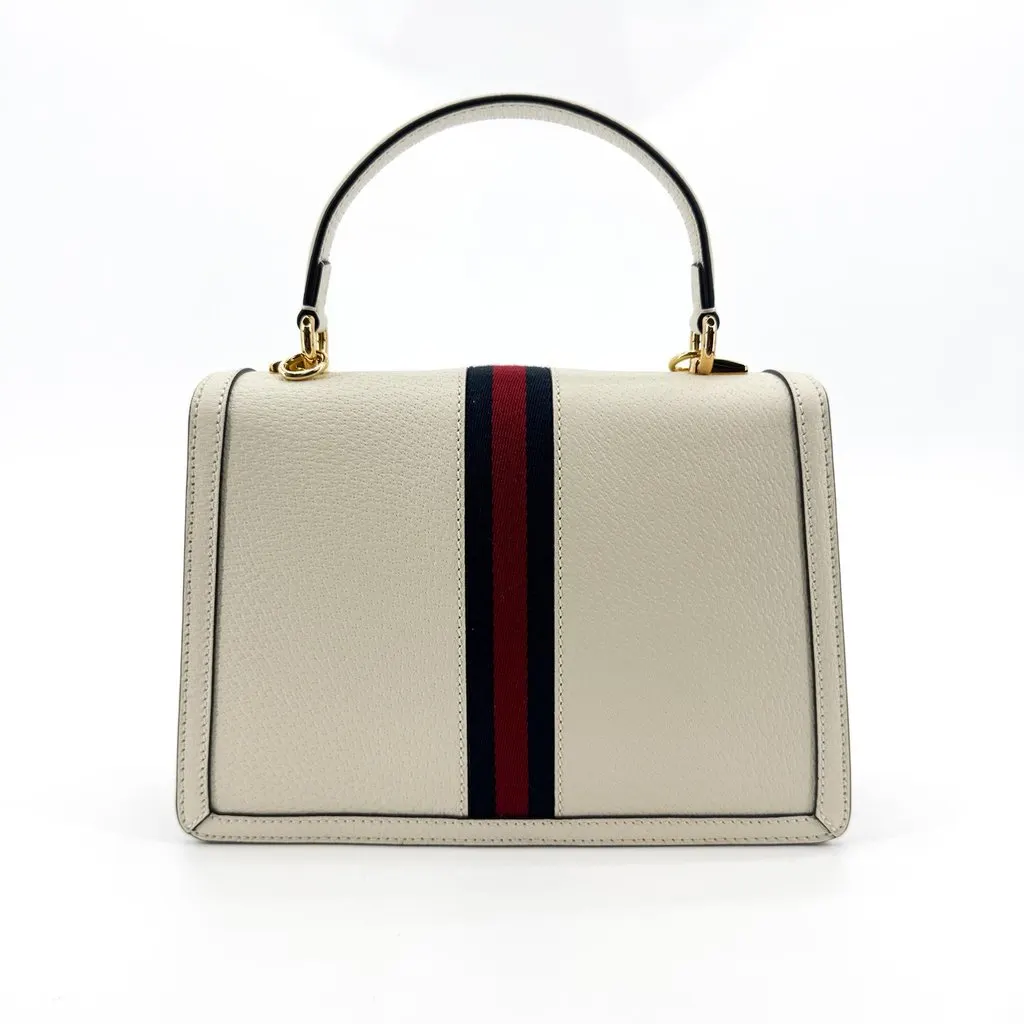 Gucci Ophidia Small Top Handle Bag White Gold Leather Good - Inside View