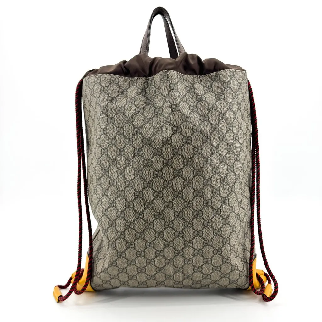 Gucci Neo Vintage GG Supreme Drawstring Backpack Beige Brown Yellow Beige Canvas Very good - Inside View