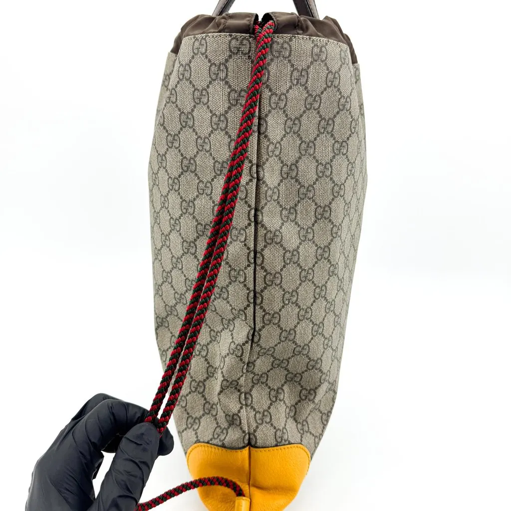 Gucci Neo Vintage GG Supreme Drawstring Backpack Beige Brown Yellow Beige Canvas Very good - Box View