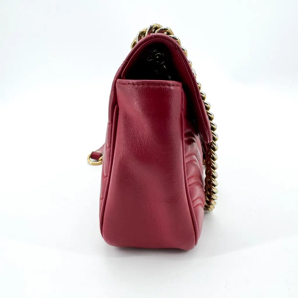 Gucci GG Marmont Mini Matelasse Shoulder Bag Red Gold Gold Leather Good - Box View
