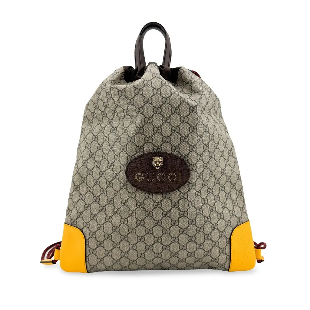 Gucci Neo Vintage GG Supreme Drawstring Backpack Beige Canvas Very good - Front View