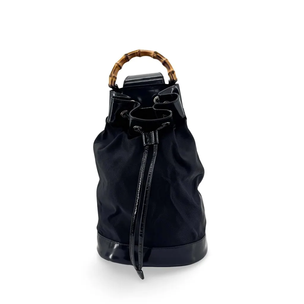 Gucci Bamboo Nylon Mini Backpack Black Black Polyamide Good - Front View