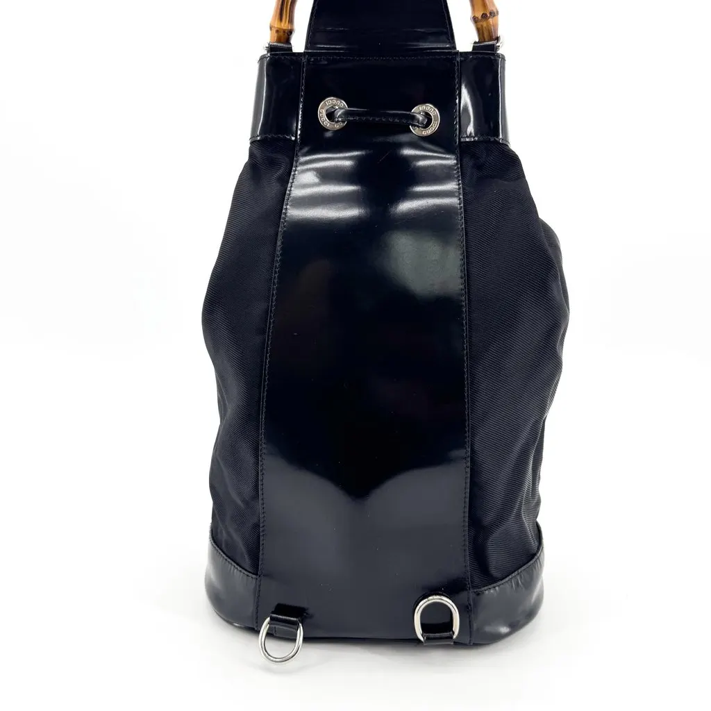 Gucci Bamboo Nylon Mini Backpack Black Black Polyamide Good - Back View