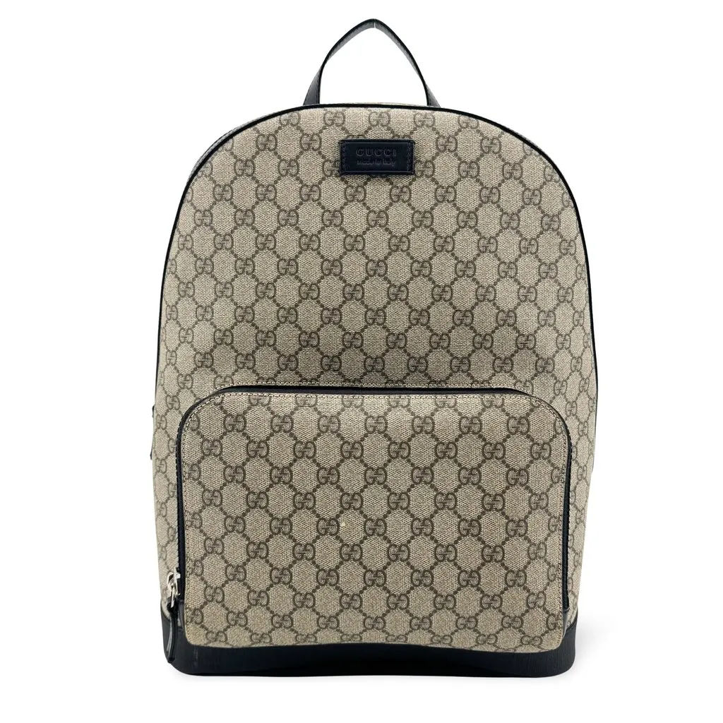 Gucci GG Supreme Eden Backpack Beige Black Beige Canvas Good - Front View