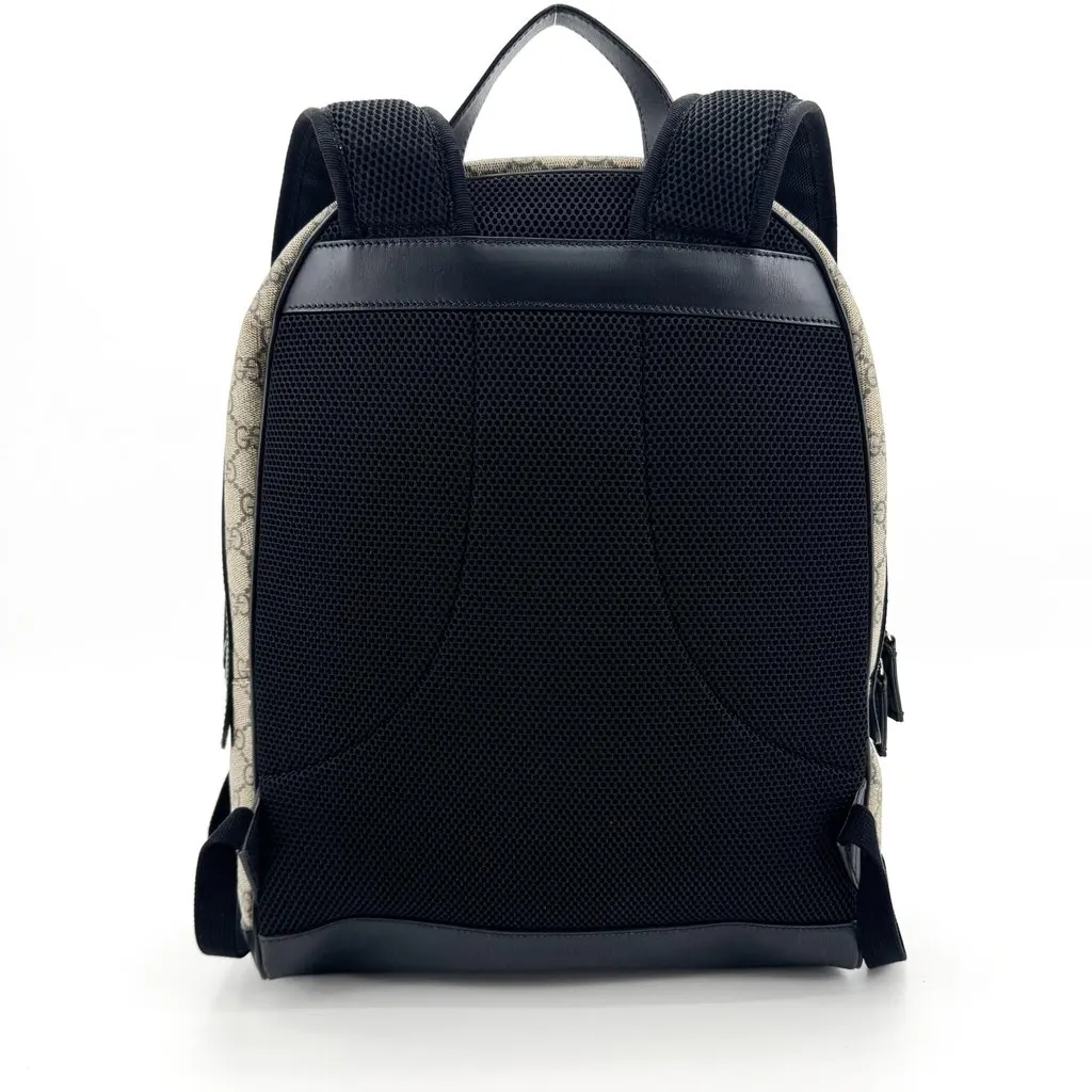Gucci GG Supreme Eden Backpack Beige Black Beige Canvas Good - Back View