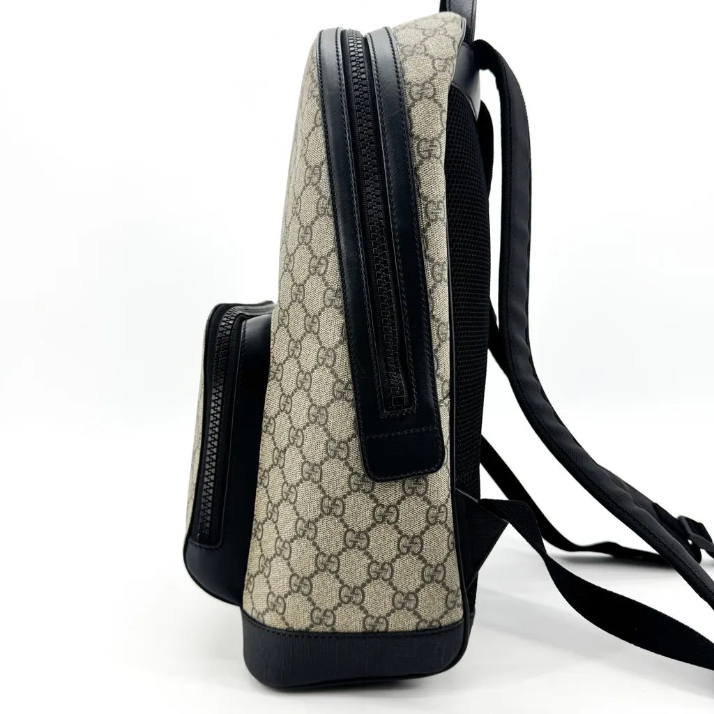 Gucci GG Supreme Eden Backpack Beige Black Beige Canvas Good - Inside View