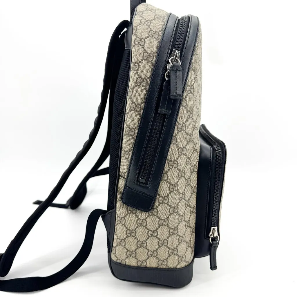 Gucci GG Supreme Eden Backpack Beige Black Beige Canvas Good - Model View