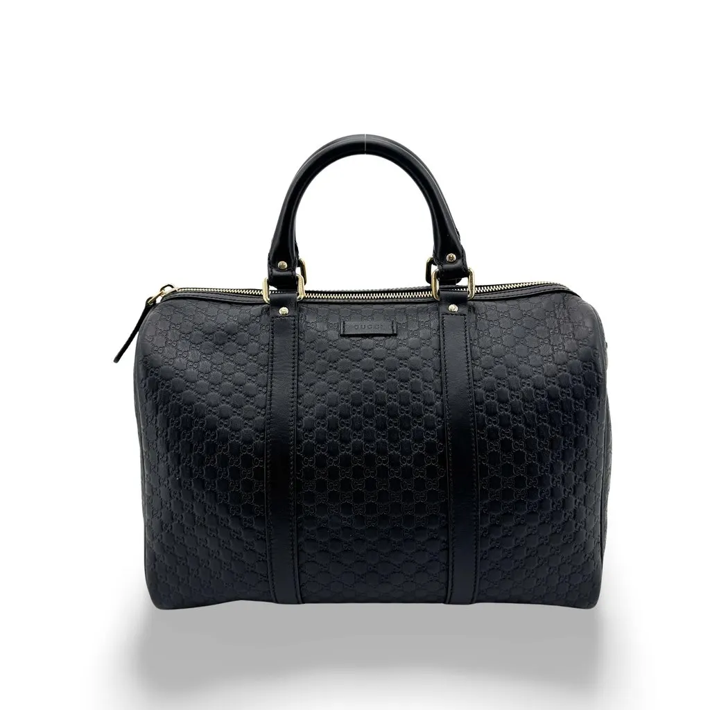Gucci Microguccissima Medium Boston Bag Black Black Leather Very good - Front View