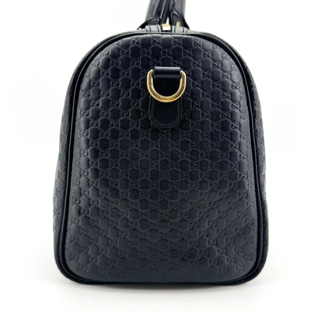 Gucci Microguccissima Medium Boston Bag Black Black Leather Very good - Model View