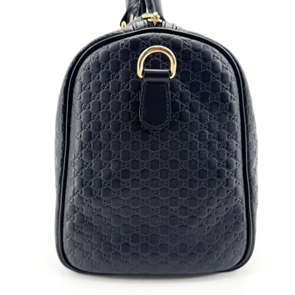 Gucci Microguccissima Medium Boston Bag Black Black Leather Very good - Box View