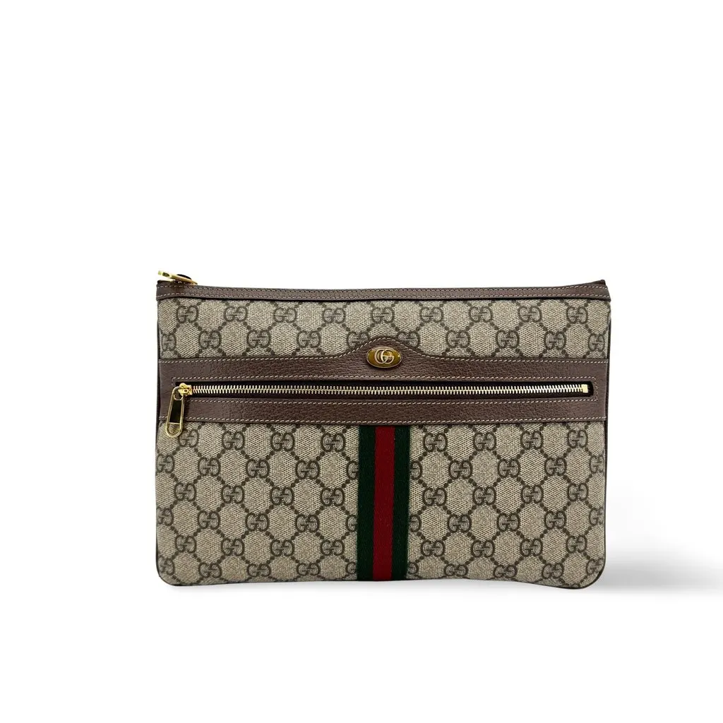 Gucci Ophidia GG Medium Pouch Beige Canvas Very good - Front View