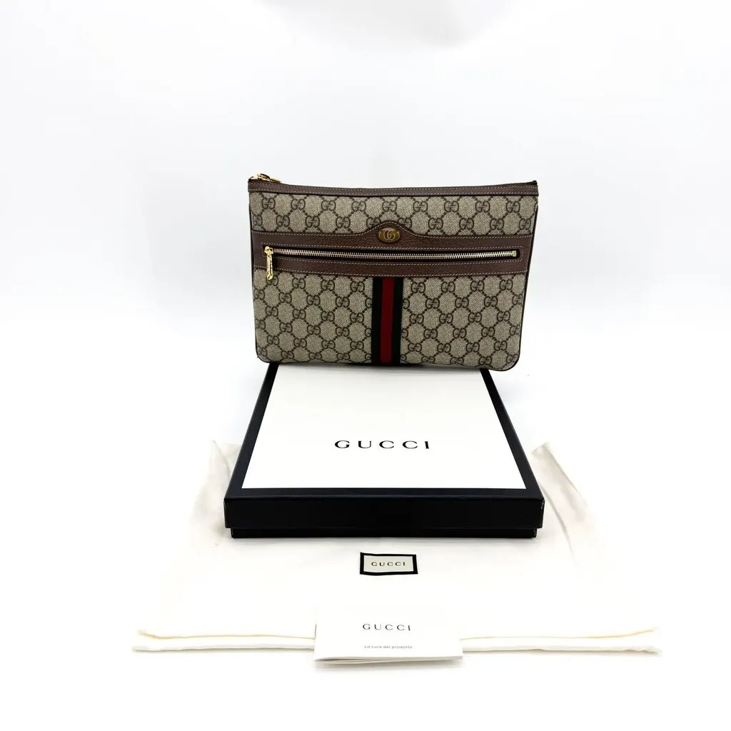 Gucci Ophidia GG Medium Pouch Beige Canvas Very good - Back View