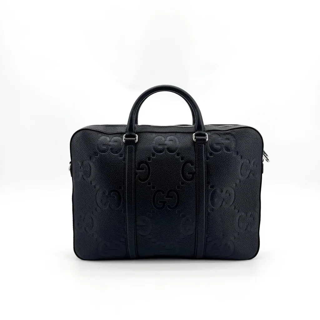 Gucci Jumbo GG Leather Briefcase Black Black Leather Very good - Inside View