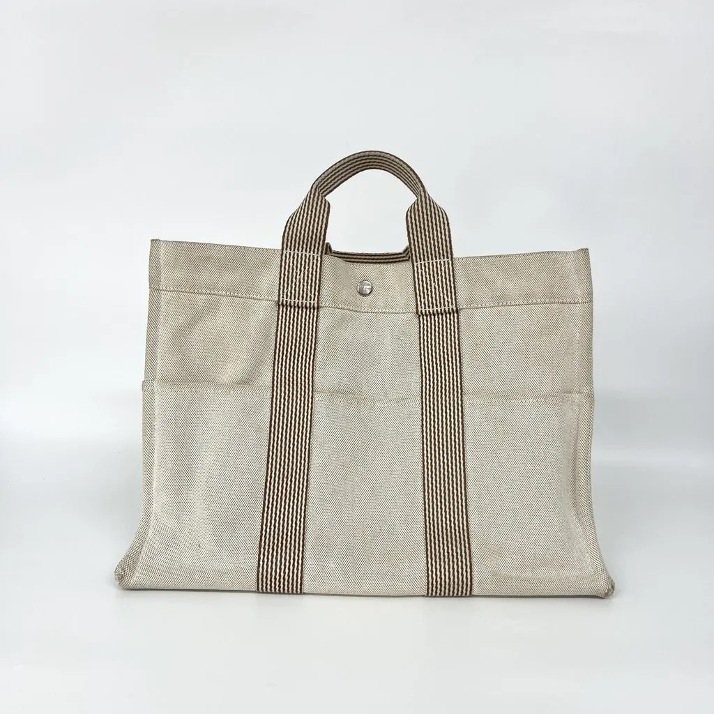Hermès Fourre Tout Tote MM Beige Brown Beige Canvas Fair - Back View