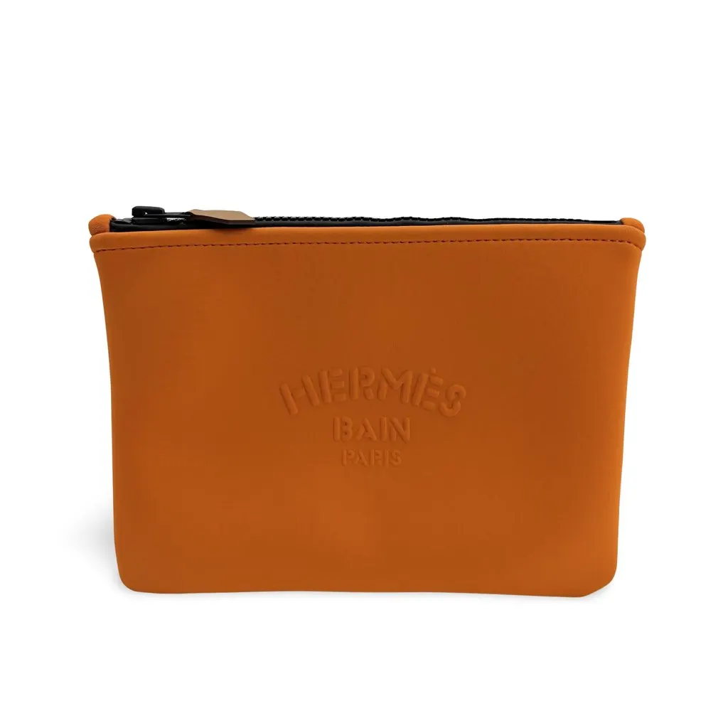 Hermès Neobain Flat Pouch MM Orange Orange Rubber Very good - Front View