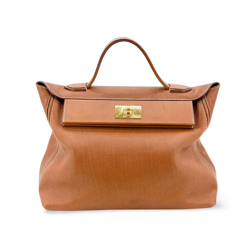 Hermès 24/24 35 Gold Gold Plated Brown Leather Very good - Front View