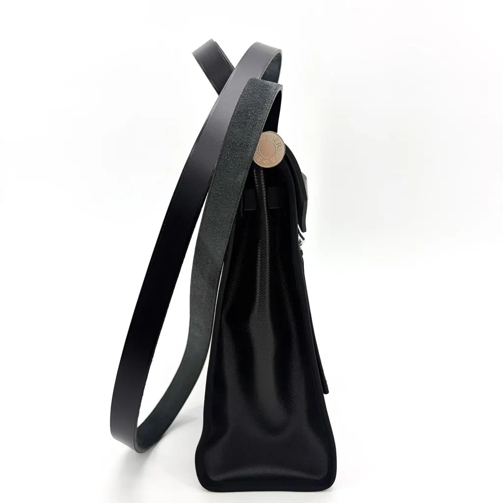 Hermès Herbag Zip 31 Black Ecru Silver Hardware Beige Canvas Very good - Box View