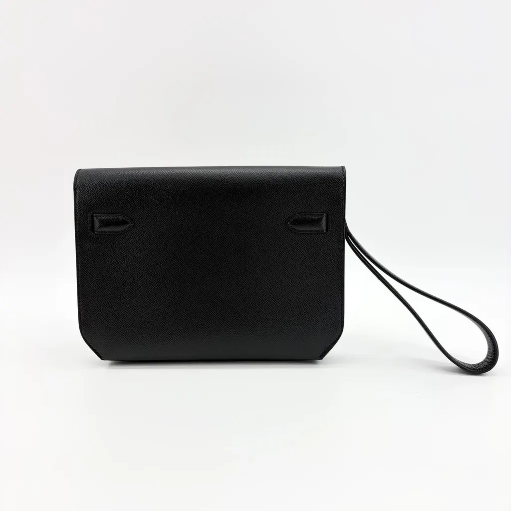 Hermès Kelly Depeche 25 Pouch Black Silver Hardware Black Leather Very good - Inside View