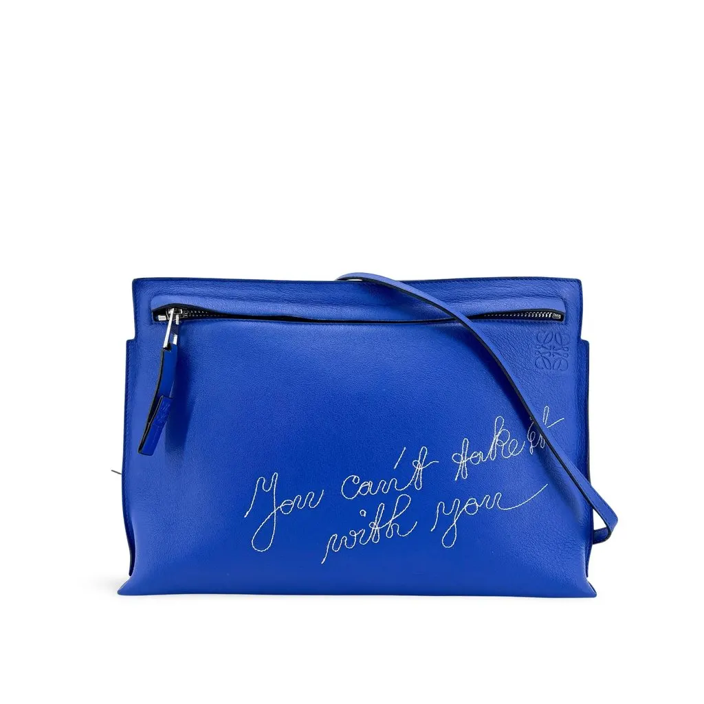 Loewe T Pouch 'You Can't Take It With You' Shoulder Bag Electric Blue Blue Leather Very good - Front View