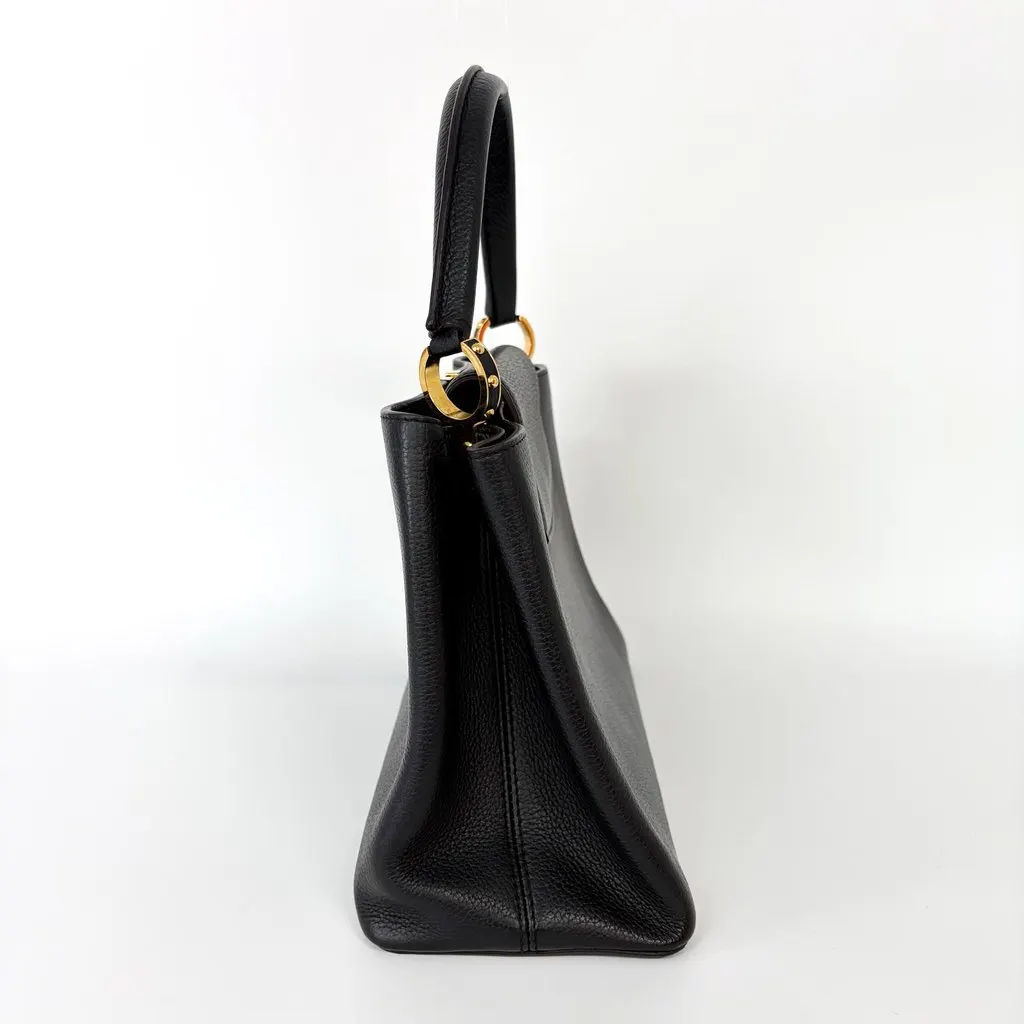 Louis Vuitton Capucines MM Noir Gold Black Leather Good - Model View