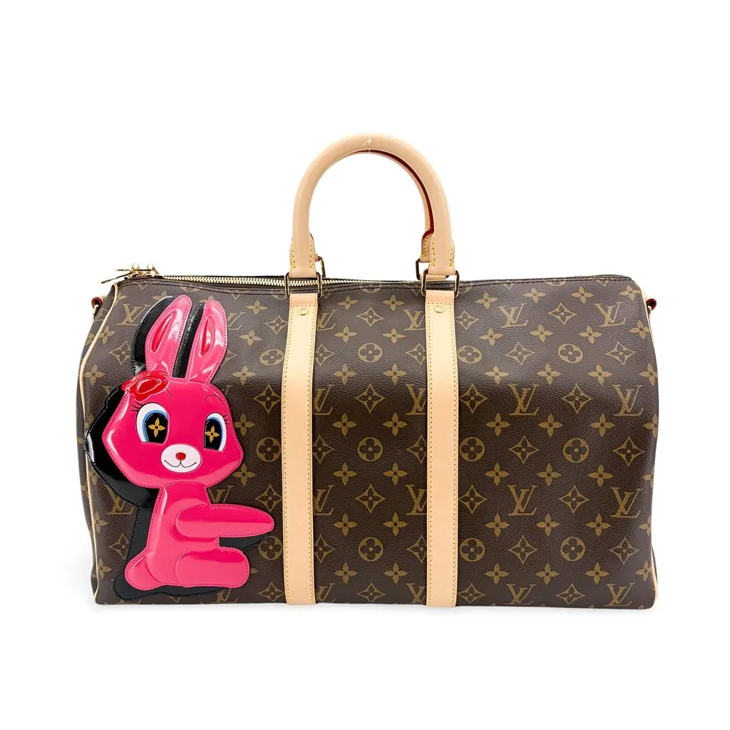 Louis Vuitton Monogram Pink Rabbit Keepall 45 Beige Canvas Very good - Front View