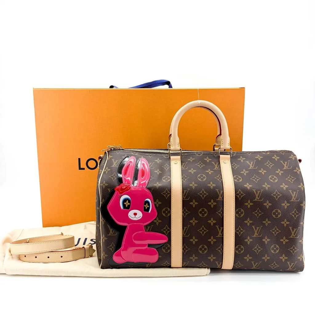 Louis Vuitton Monogram Pink Rabbit Keepall 45 Beige Canvas Very good - Back View