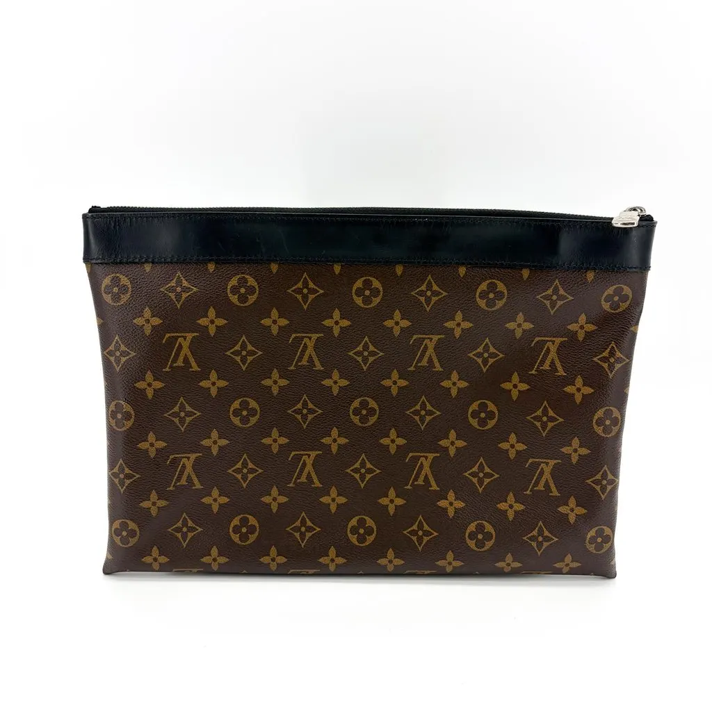 Louis Vuitton Monogram Macassar Pochette Discovery MM Black Canvas Good - Inside View