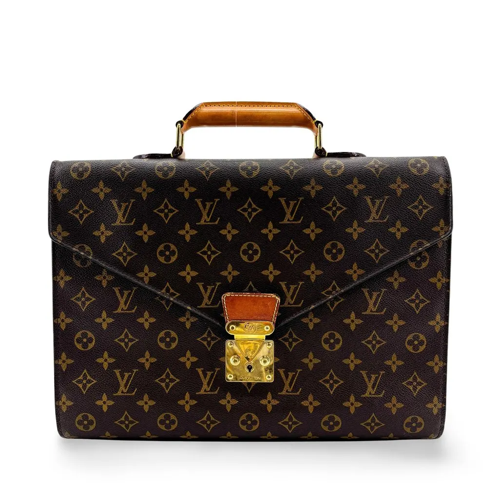 Louis Vuitton Monogram President Briefcase Brown Brown Canvas Good - Front View