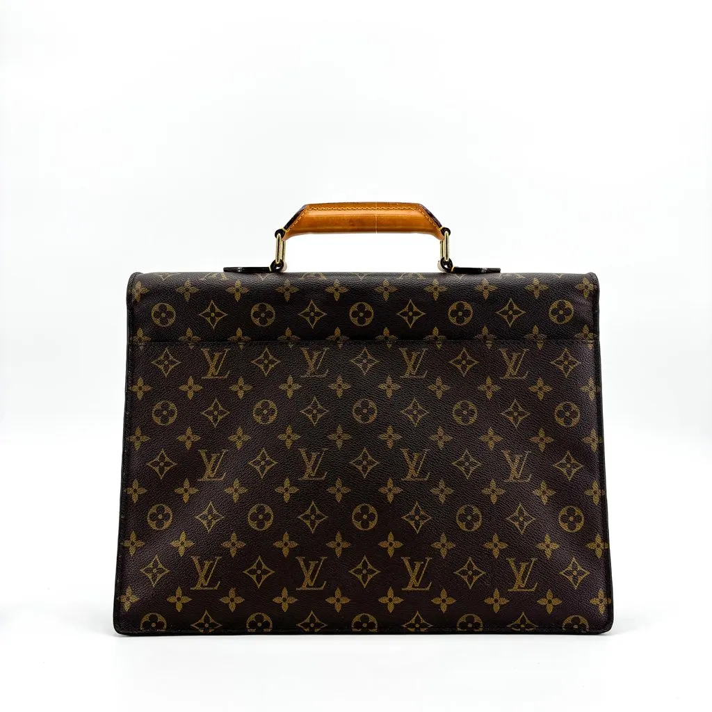 Louis Vuitton Monogram President Briefcase Brown Brown Canvas Good - Back View