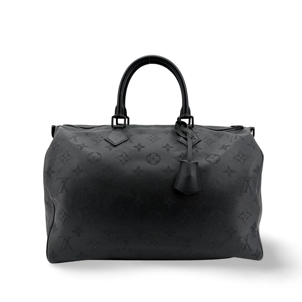 Louis Vuitton Keepall Bandouliere 50 Monogram Shadow Black Black Leather Very good - Front View