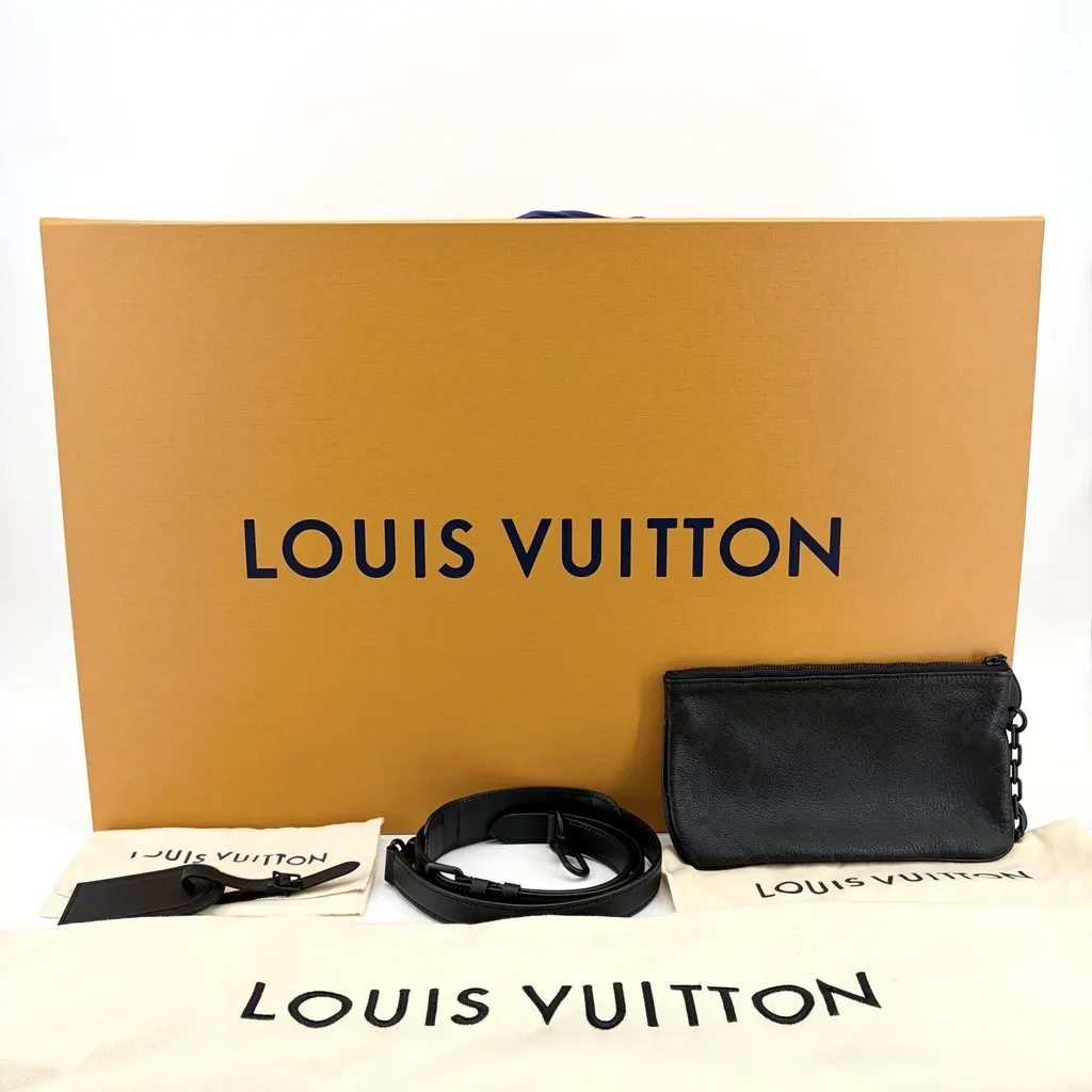 Louis Vuitton Keepall Bandouliere 50 Monogram Shadow Black Black Leather Very good - Back View