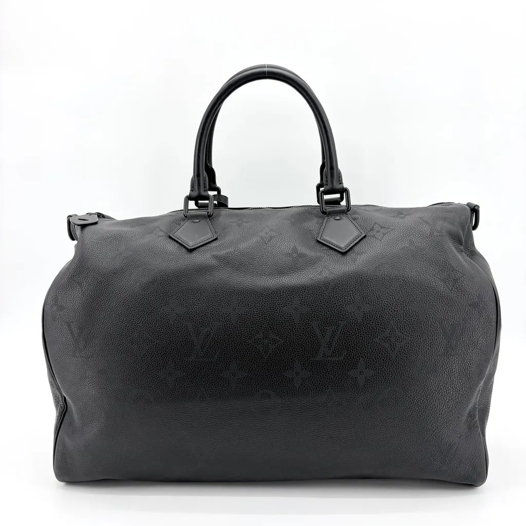 Louis Vuitton Keepall Bandouliere 50 Monogram Shadow Black Black Leather Very good - Inside View