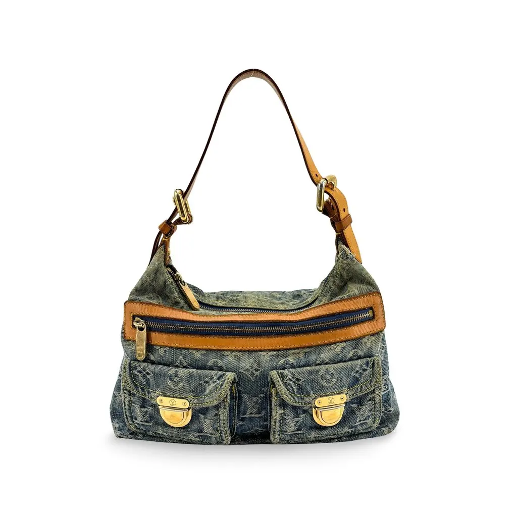 Louis Vuitton Monogram Denim Baggy PM Blue Blue Denim Fair - Front View