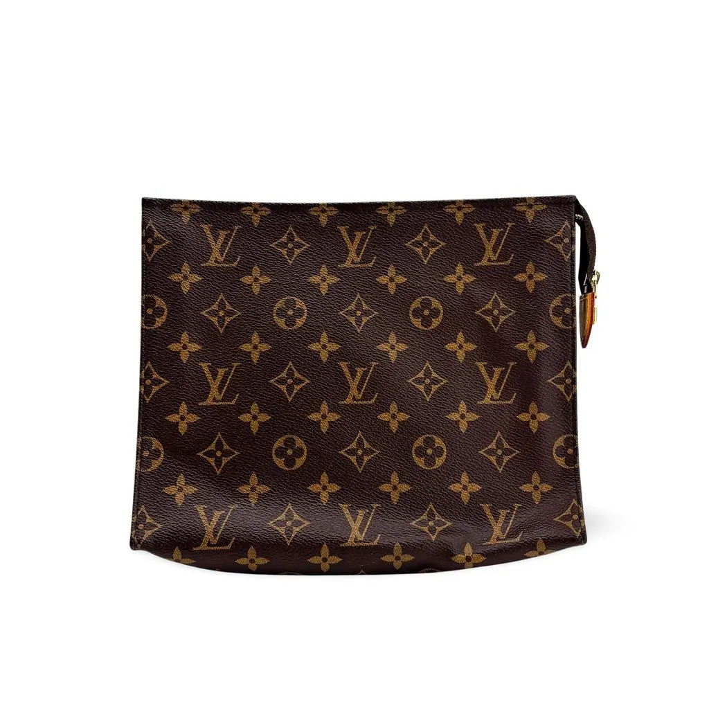 Louis Vuitton Monogram Toiletry Pouch 26 Brown Canvas Good - Front View