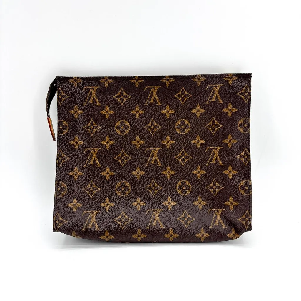 Louis Vuitton Monogram Toiletry Pouch 26 Brown Canvas Good - Back View