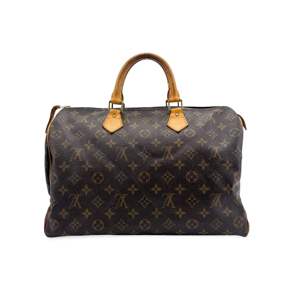 Louis Vuitton Monogram Speedy 35 Brown Canvas Good - Front View
