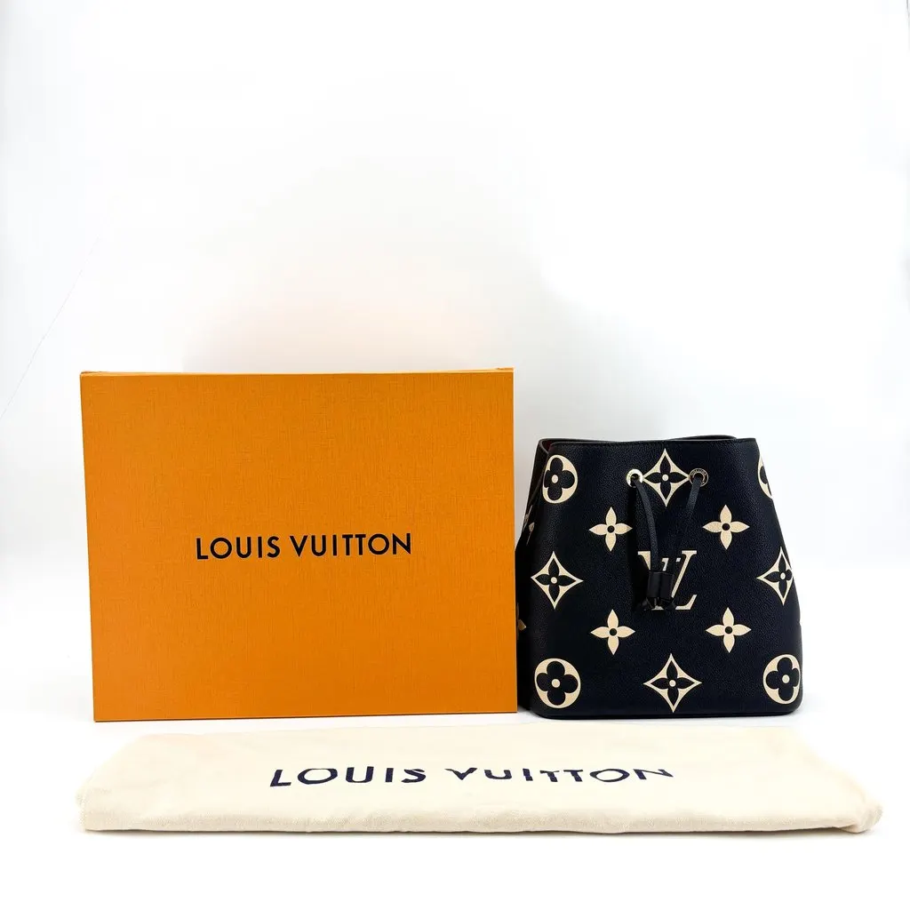 Louis Vuitton NeoNoe MM Monogram Empreinte Black Beige Beige Leather Very good - Back View