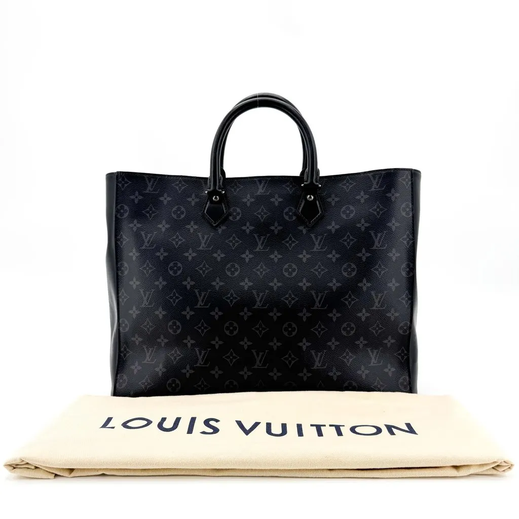 Louis Vuitton Grand Sac Monogram Eclipse Black Canvas Good - Back View
