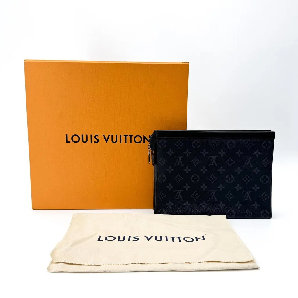 Louis Vuitton Pochette Voyage MM Monogram Eclipse Black Canvas Very good - Back View