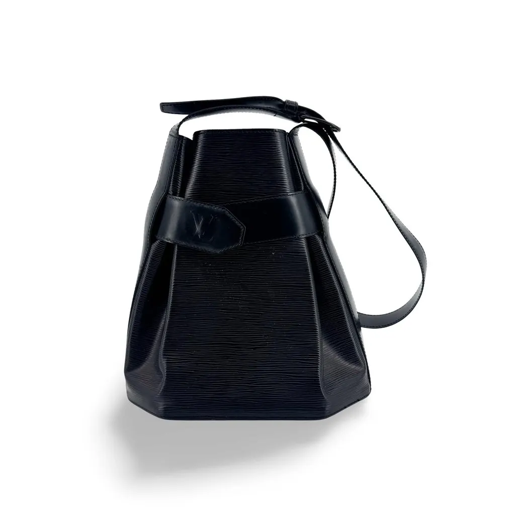 Louis Vuitton Epi Sac d'Epaule PM Black Black Leather Good - Front View