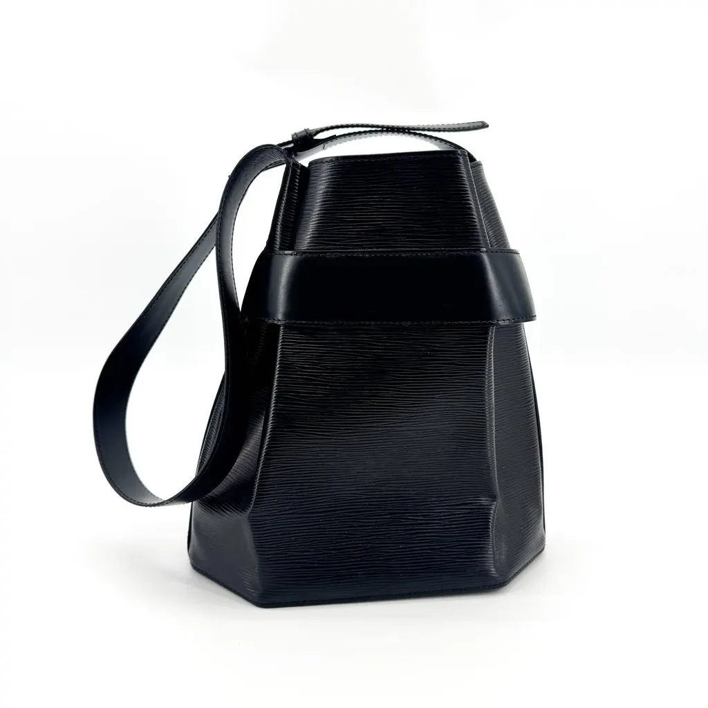Louis Vuitton Epi Sac d'Epaule PM Black Black Leather Good - Back View