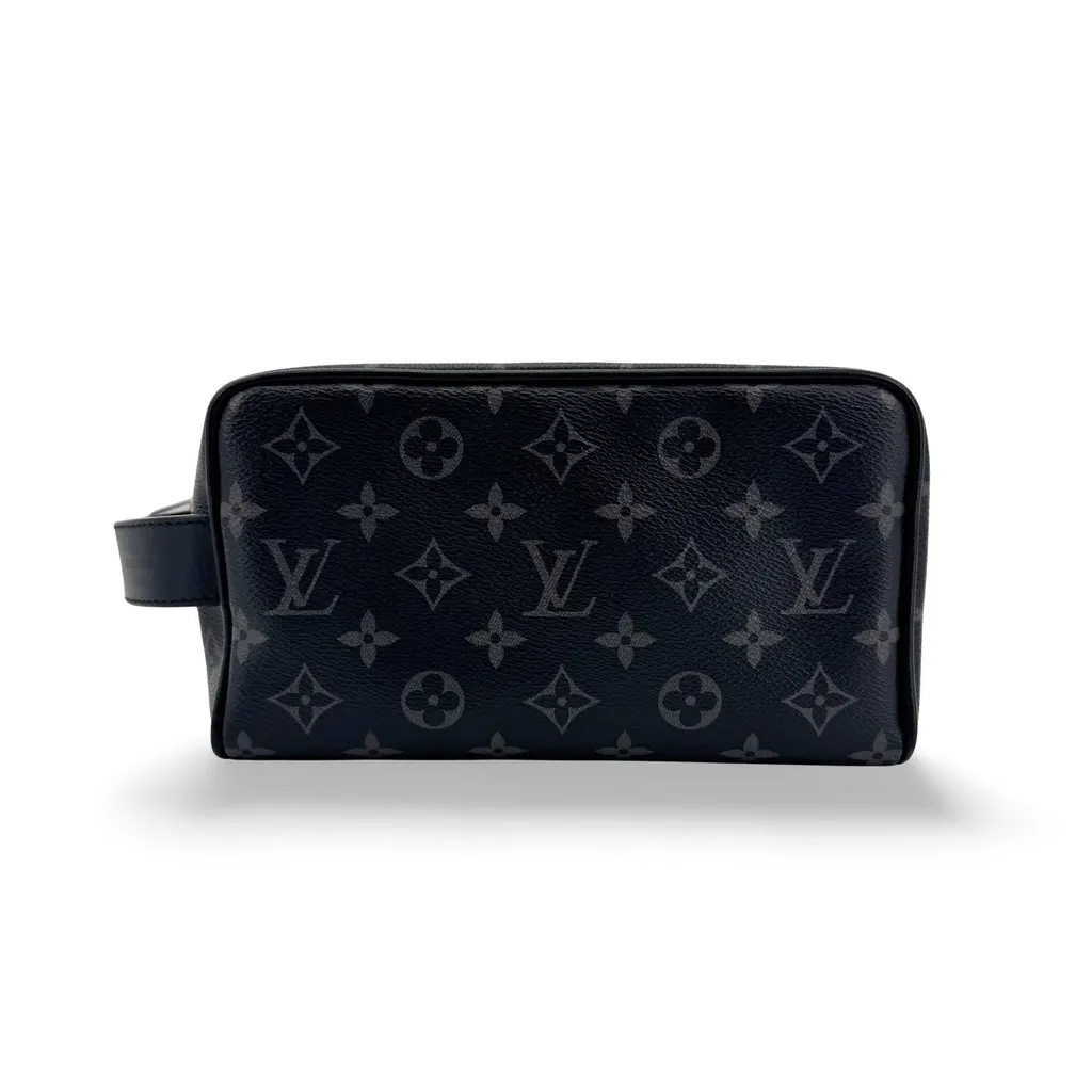 Louis Vuitton Monogram Eclipse Toiletry Pouch PM Black Canvas Good - Front View