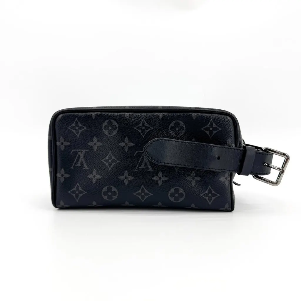 Louis Vuitton Monogram Eclipse Toiletry Pouch PM Black Canvas Good - Back View