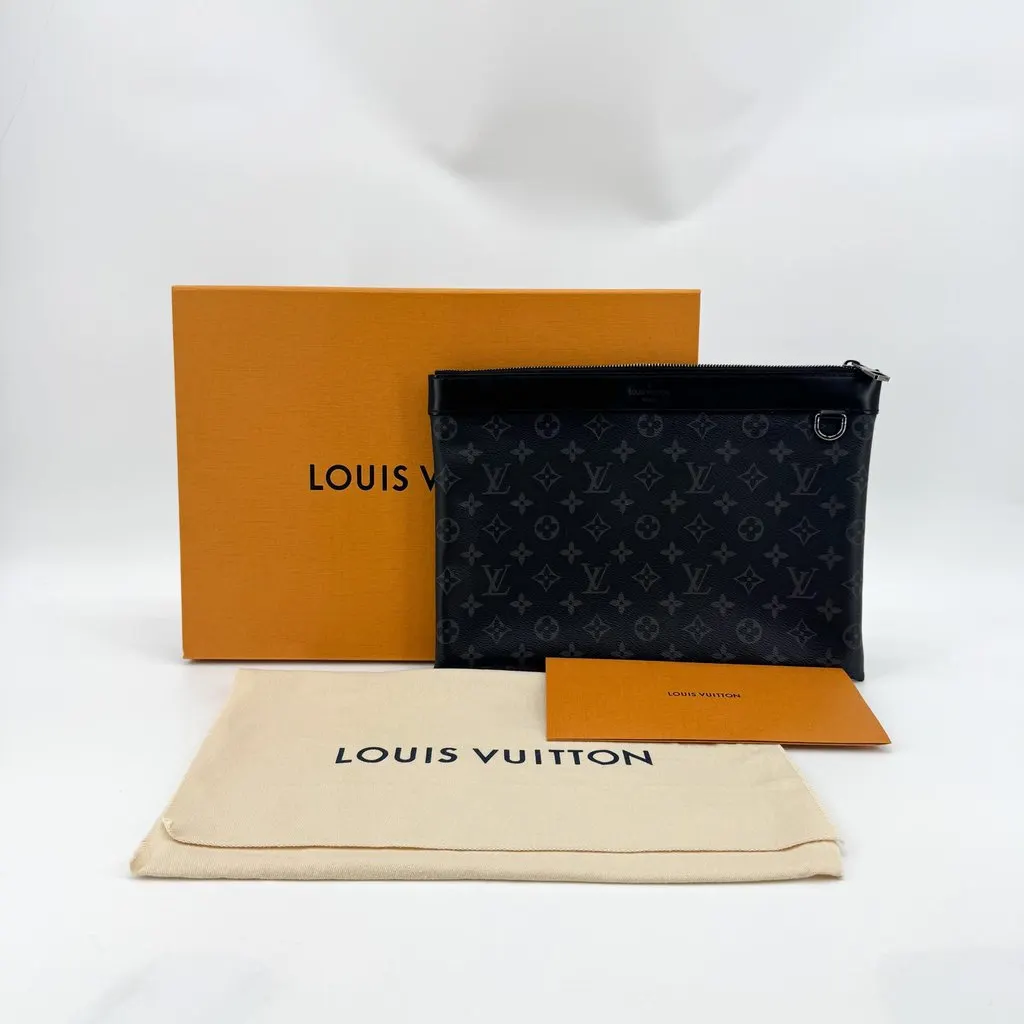 Louis Vuitton Monogram Eclipse Pochette Discovery Black Canvas Very good - Back View