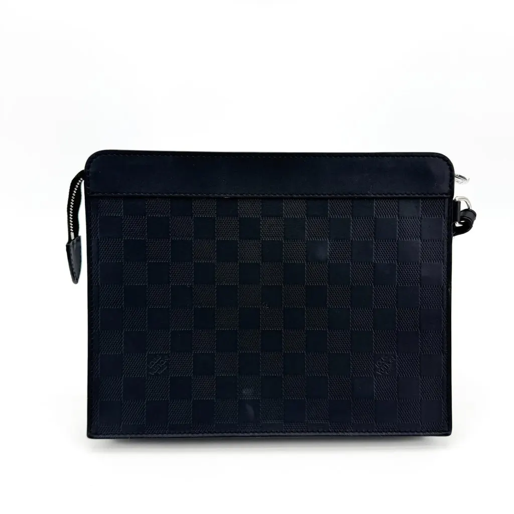 Louis Vuitton Damier Infini Alpha Clutch Onyx Black Leather Fair - Inside View