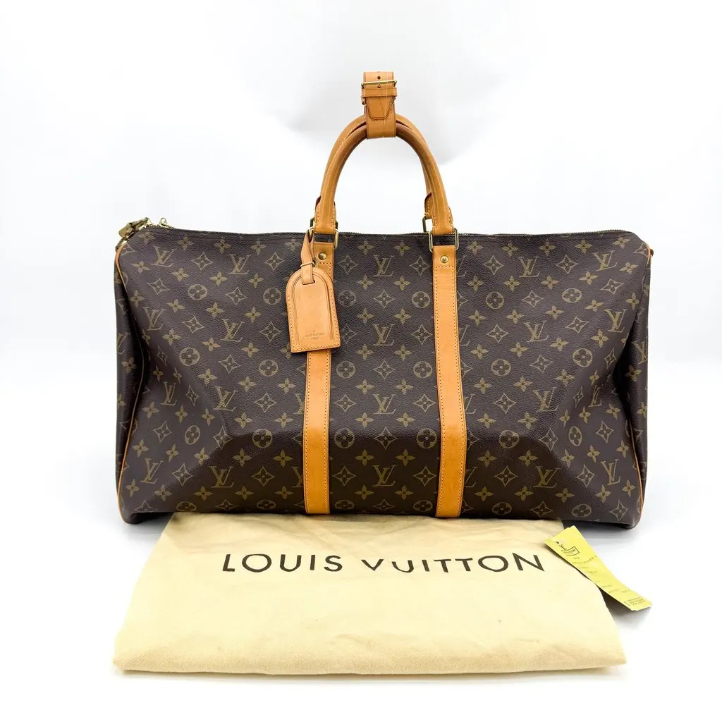 Louis Vuitton Monogram Keepall 50 Beige Canvas Good - Back View
