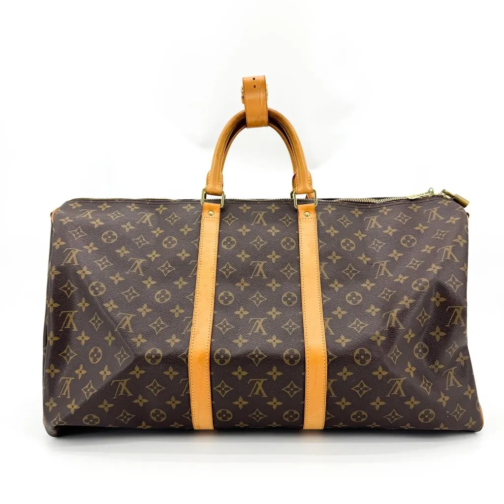 Louis Vuitton Monogram Keepall 50 Beige Canvas Good - Inside View