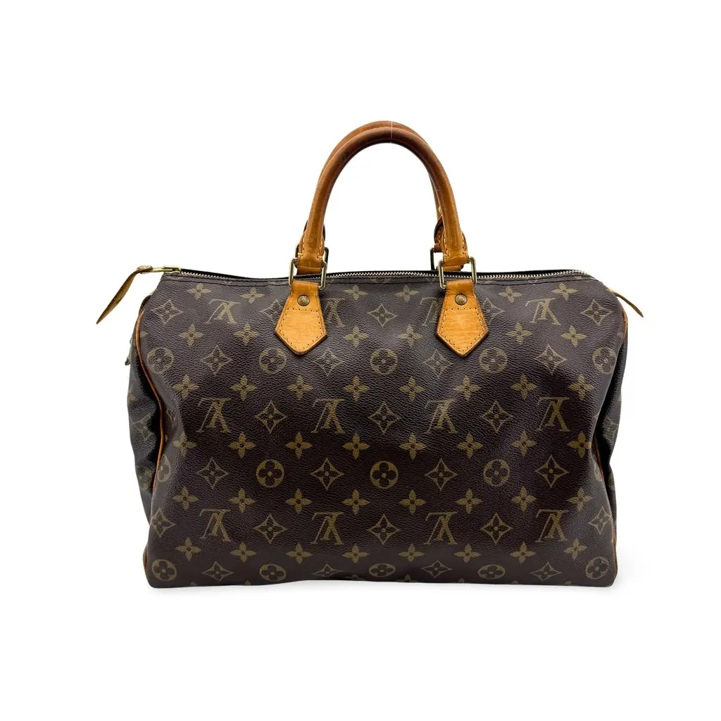 Louis Vuitton Monogram Speedy 35 Brown Canvas Good - Front View